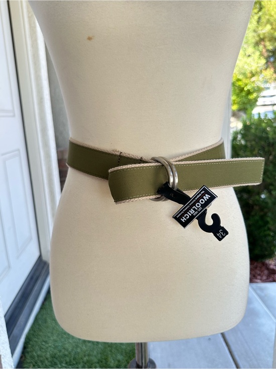 Woolrich Accessories - Woolrich Olive Canvas D-Ring Belt with Contrast Edge